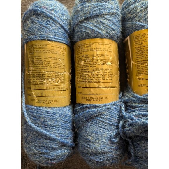 Sears Wintuk DuPont Acrylic 2 Ply Yarn Lot of 7 Skeins - 94 Blue/Green - Picture 4 of 5
